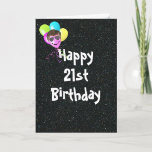 21st Birthday Balloons with Aviator Sunglasses Card