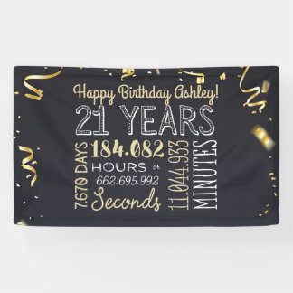 21st Birthday Banner - 21 Years in Hours & Seconds