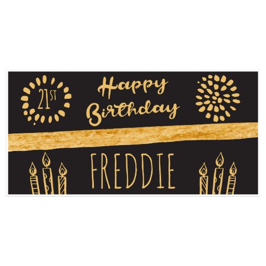 21st Birthday Banner Candles Party Decor-Any Age (Front)