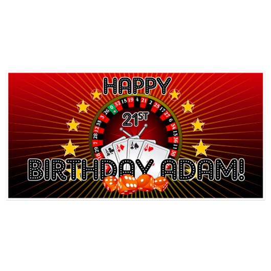 21st Birthday Banner Casino Party Decor (Front)