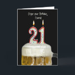 21st Birthday Beer for Friend Card<br><div class="desc">Birthday candles in beer for Friend's 21st birthday.</div>
