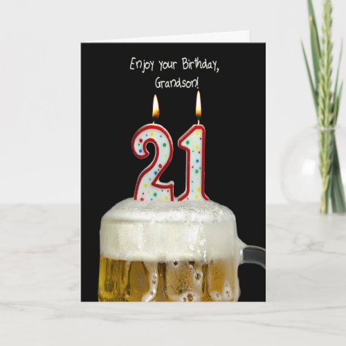 21st Birthday Beer for Grandson Card