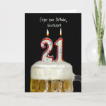 21st Birthday Beer for Grandson Card<br><div class="desc">Birthday candles in beer for Grandson's 21st birthday.</div>