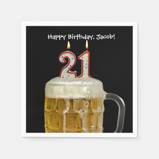 21st birthday beer napkins (Front)