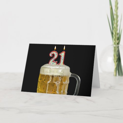21st Birthday Beer on black Card