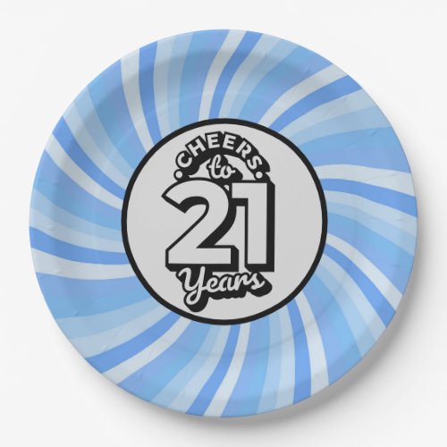 21st  Birthday Black and blue theme  Paper Plates