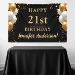 21st Birthday Black and Gold Celebration Banner<br><div class="desc">Celebrate in style with our Birthday Black and Gold Celebration Banner! This elegant banner is designed with a striking black background accented by shimmering gold details, creating a luxurious and festive ambiance. Perfect for a milestone celebration, it features customizable text to honor the guest of honor, adding a personal touch...</div>
