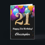 21st Birthday Black and Gold Colorful Balloons Card<br><div class="desc">21st Birthday Black and Gold Colorful Balloons Birthday Card. For further customization,  please click the "Customize it" button and use our design tool to modify this template.</div>