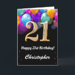 21st Birthday Black and Gold Colorful Balloons Card<br><div class="desc">21st Birthday Black and Gold Colorful Balloons Birthday Card. For further customization,  please click the "Customize it" button and use our design tool to modify this template.</div>