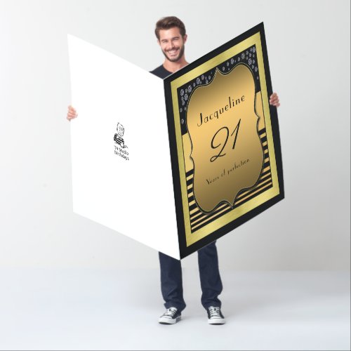 21st Birthday Black And Gold Giant Greeting Card