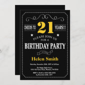 21st Birthday Black and Yellow Chalkboard Invitation (Front/Back)