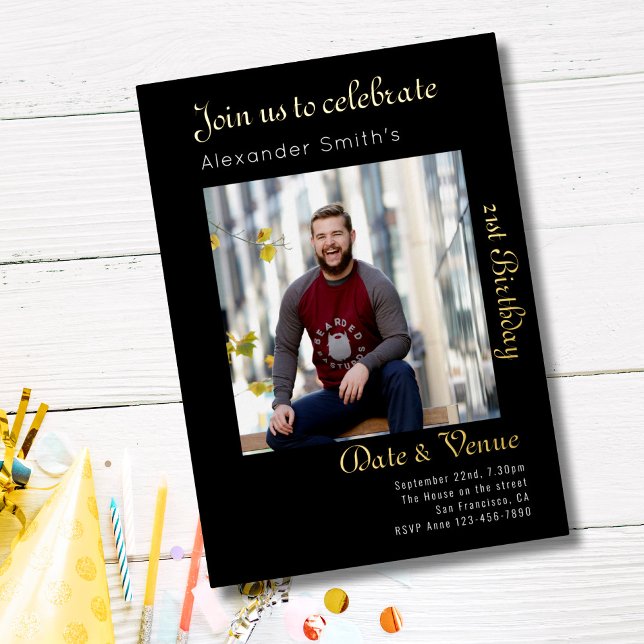 21st Birthday Black Foil Invitation (Creator Uploaded)