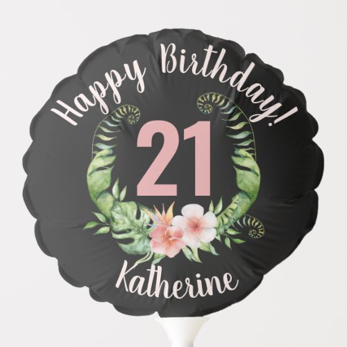 21st Birthday black girls name Balloon