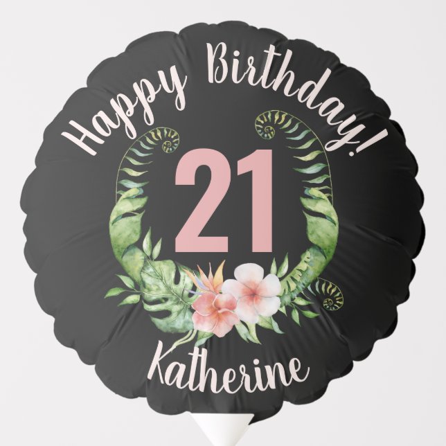 21st Birthday black girls name Balloon (Front)