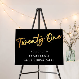 21st Birthday Black Gold Elegant Welcome Foam Board
