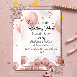 21st birthday black gold leopard pattern confetti invitation