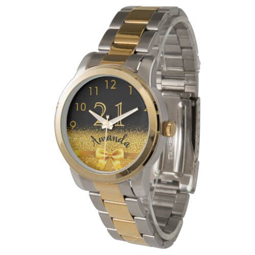 21st birthday black gold monogram watch