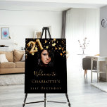 21st birthday black gold photo stars welcome foam board<br><div class="desc">A welcome board for a glamorous 21st birthday party.  A classic black background decorated with golden stars.  Personalize and add a photo and name.  Number 21 is written with in faux gold with a balloon style font.
Back: no design</div>