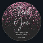 21st Birthday Black Hot Pink Glitter Thank You Classic Round Sticker<br><div class="desc">Make your 21st birthday extra special with our Hot Pink Glitter Black Thank You Stickers. These classic round stickers are the perfect finishing touch for any celebration. Whether you're using them to seal envelopes, embellish party favors, or decorate gift bags, they'll add a pop of sparkle and gratitude to your...</div>