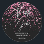 21st Birthday Black Hot Pink Glitter Thank You Classic Round Sticker<br><div class="desc">Make your 21st birthday extra special with our Hot Pink Glitter Black Thank You Stickers. These classic round stickers are the perfect finishing touch for any celebration. Whether you're using them to seal envelopes, embellish party favors, or decorate gift bags, they'll add a pop of sparkle and gratitude to your...</div>