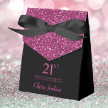 21st Birthday Black Hot Pink Glitter Thank You Favor Boxes<br><div class="desc">This fabulous modern 21st Birthday Black Hot Pink Glitter Thank You favor box with sparkling hot pink glitter, the birthday girl's name in a trendy script font, and tied with an elegant black bow would be perfect for your event. It would be great for a candy station, on a thank...</div>