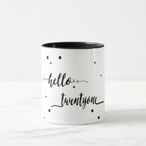 21st birthday black white typography mug
