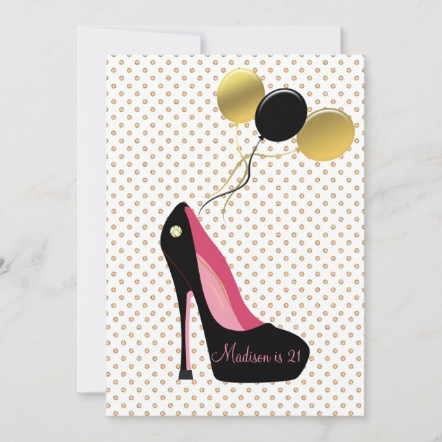 21st Birthday Bling High Heels Invitation (Front)