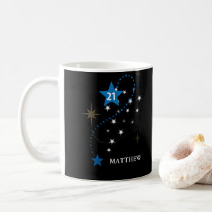 21st Birthday Blue and Black Personalized Coffee Mug