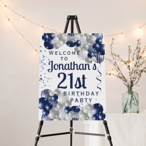 21st Birthday Blue Balloons Party Welcome Foam Board