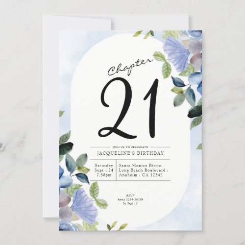 21st Birthday Blue Floral