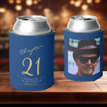 21st Birthday Blue Gold Photo Template Can Cooler<br><div class="desc">Celebrate your loved one's birthday in style with a personalized blue and gold birthday can cooler featuring their favorite photo. Discover how this high-quality,  customizable cooler can elevate any birthday celebration and create a lasting impression for the birthday honoree.</div>