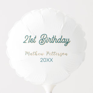21st birthday blue orange stylish boho retro name balloon