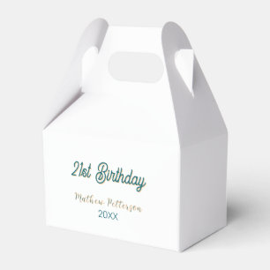 21st birthday blue orange stylish boho retro name favor boxes