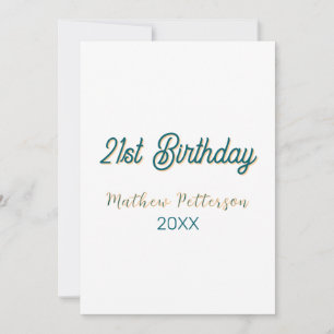21st birthday blue orange stylish boho retro name invitation