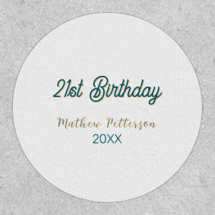 21st birthday blue orange stylish boho retro name patch