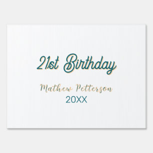 21st birthday blue orange stylish boho retro name  sign
