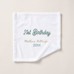 21st birthday blue orange stylish boho retro name wash cloth