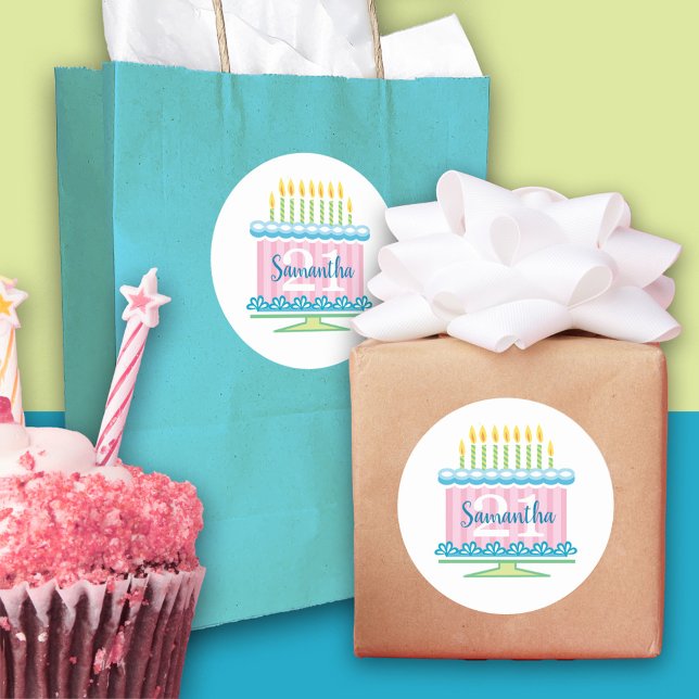 21st Birthday Blue Pink Cake Sticker (Creator Uploaded)