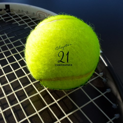 21st Birthday Blue Script Tennis Balls