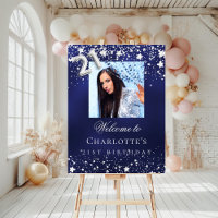 21st Birthday blue silver stars photo welcome