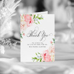 21st Birthday Blush Pink Peony Floral Folded Thank You Card<br><div class="desc">Elegant pink peonies decorate this birthday thank you card. Classic calligraphy spells thank you. Three lines of text let you personalize a thank you statement and your name. A photo is included inside, as well as another thank you sentiment that you can personalize. This item is part of the Elegant...</div>