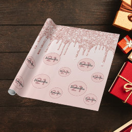 21st birthday blush rose gold glitter drips wrapping paper