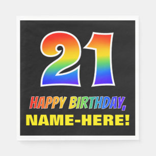 21st Birthday: Bold, Fun, Simple, Rainbow 21 Napkins