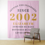 21st Birthday Born 2002 Add Name Pink Gray Large Tapestry<br><div class="desc">Personalized Birthday add your name and year tapestry. Edit the name and year with the template provided. A wonderful custom birthday party accessory. More gifts and party supplies available with the "setting standards" design in the store.</div>