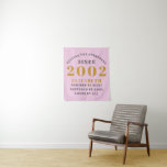 21st Birthday Born 2002 Add Name Pink Gray Tapestry<br><div class="desc">Personalized Birthday add your name and year tapestry. Edit the name and year with the template provided. A wonderful custom birthday party accessory. More gifts and party supplies available with the "setting standards" design in the store.</div>
