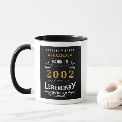 21st Birthday Born 2002 Retro Black Personalized Mug