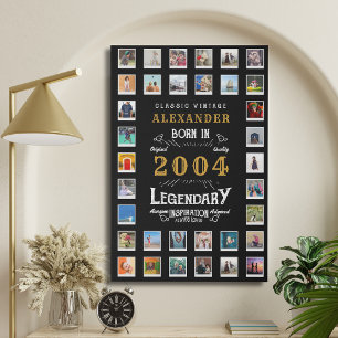 21st Birthday born 2004 Family Photos Collage Faux Canvas Print