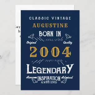 21st Birthday Born 2004 Legend Blue Gold Greeting Card