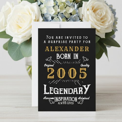 21st Birthday Born 2005 Black Gold Retro Vintage