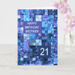 21st Birthday Brother, Blue Squares, Card<br><div class="desc">21st birthday card for a brother.  Wish a happy birthday with an elegant card. Blue and purple squares combine to make a cool masculine birthday card.</div>